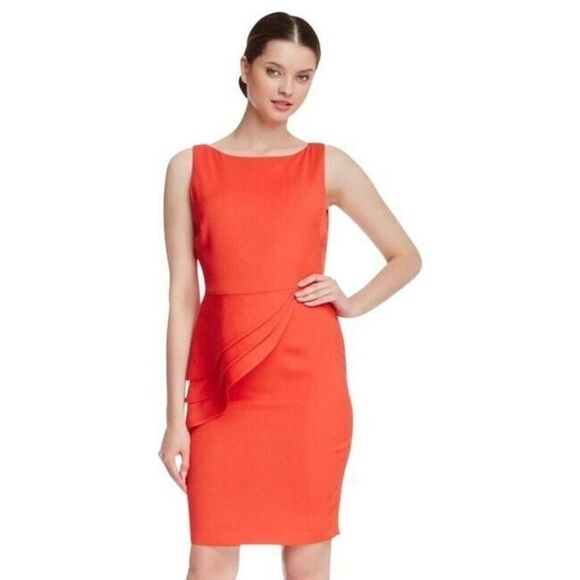 Alice + Olivia Dress‎ Size 4 Red Night Out Sheath Ruffle Sleeveless Peplum - Picture 1 of 12